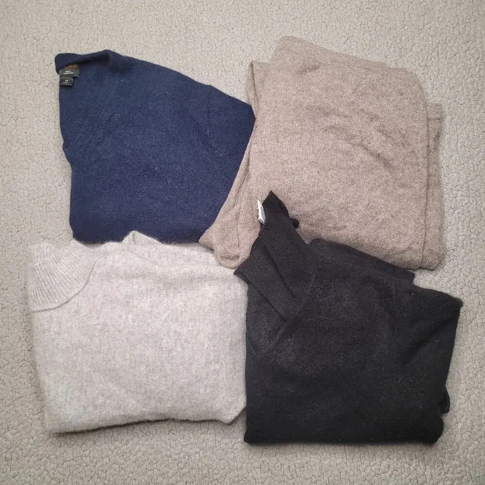 4pc CASHMERE Sweaters Tops Lot Crafts Cutter Flaws Holes Upcycle Fabric‎ DIY